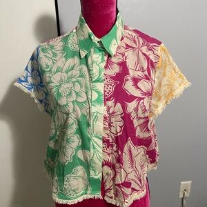 Farm Rio floral button down shirt medium